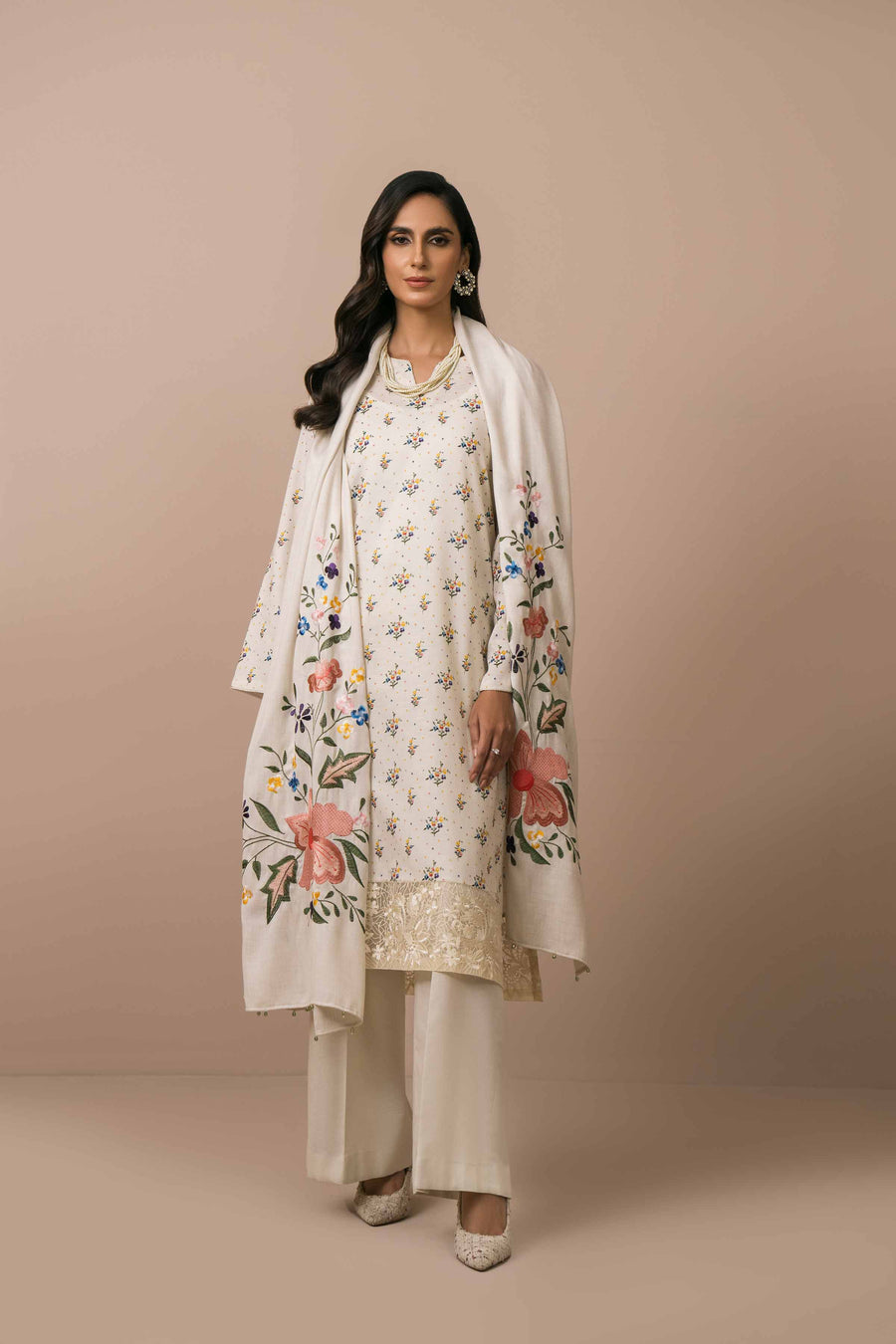 Nishat Sunehray Din Embroidered Karandi Unstitched 3Pc Suit - 42303079