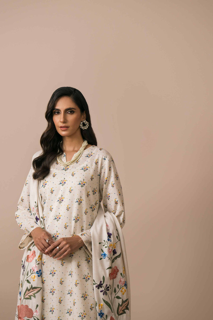 Nishat Sunehray Din Embroidered Karandi Unstitched 3Pc Suit - 42303079
