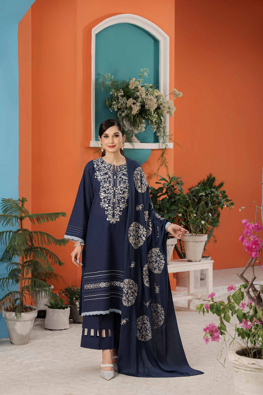 Nishat With You Unstitched Embroidered Khaddar 3Pc Suit - 42303084
