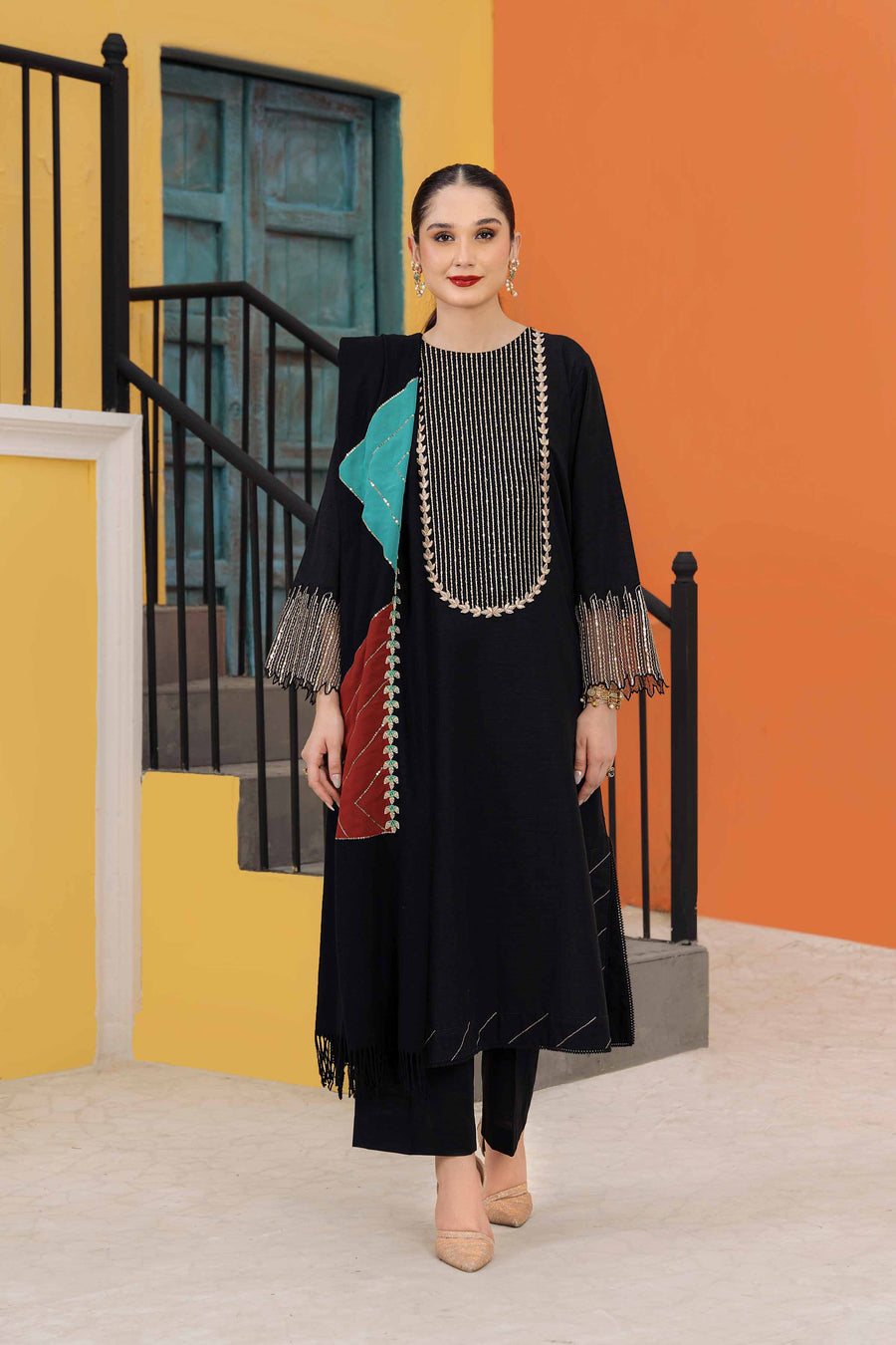 Nishat With You Unstitched Embroidered Khaddar 3Pc Suit - 42303087