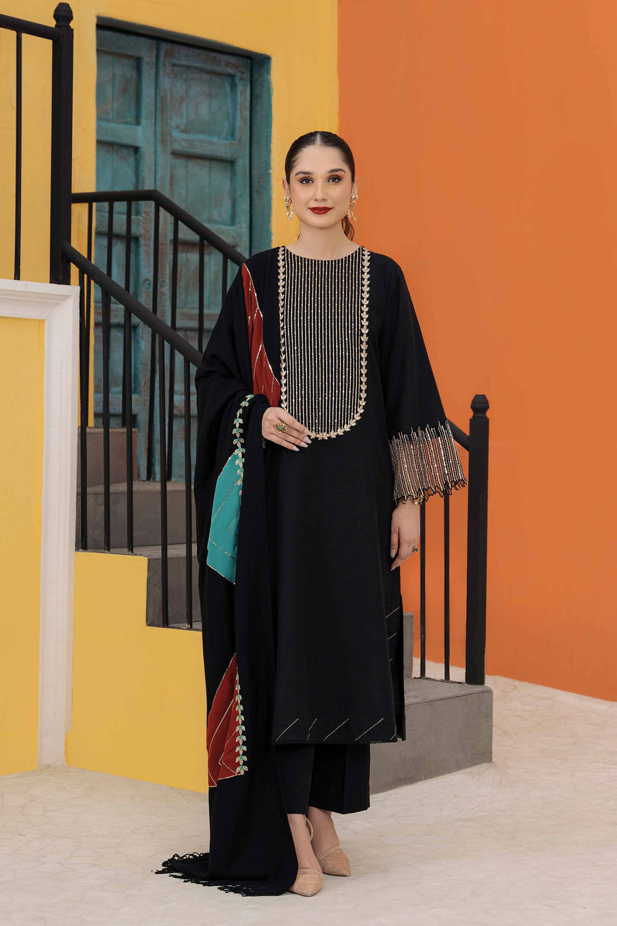 Nishat With You Unstitched Embroidered Khaddar 3Pc Suit - 42303087