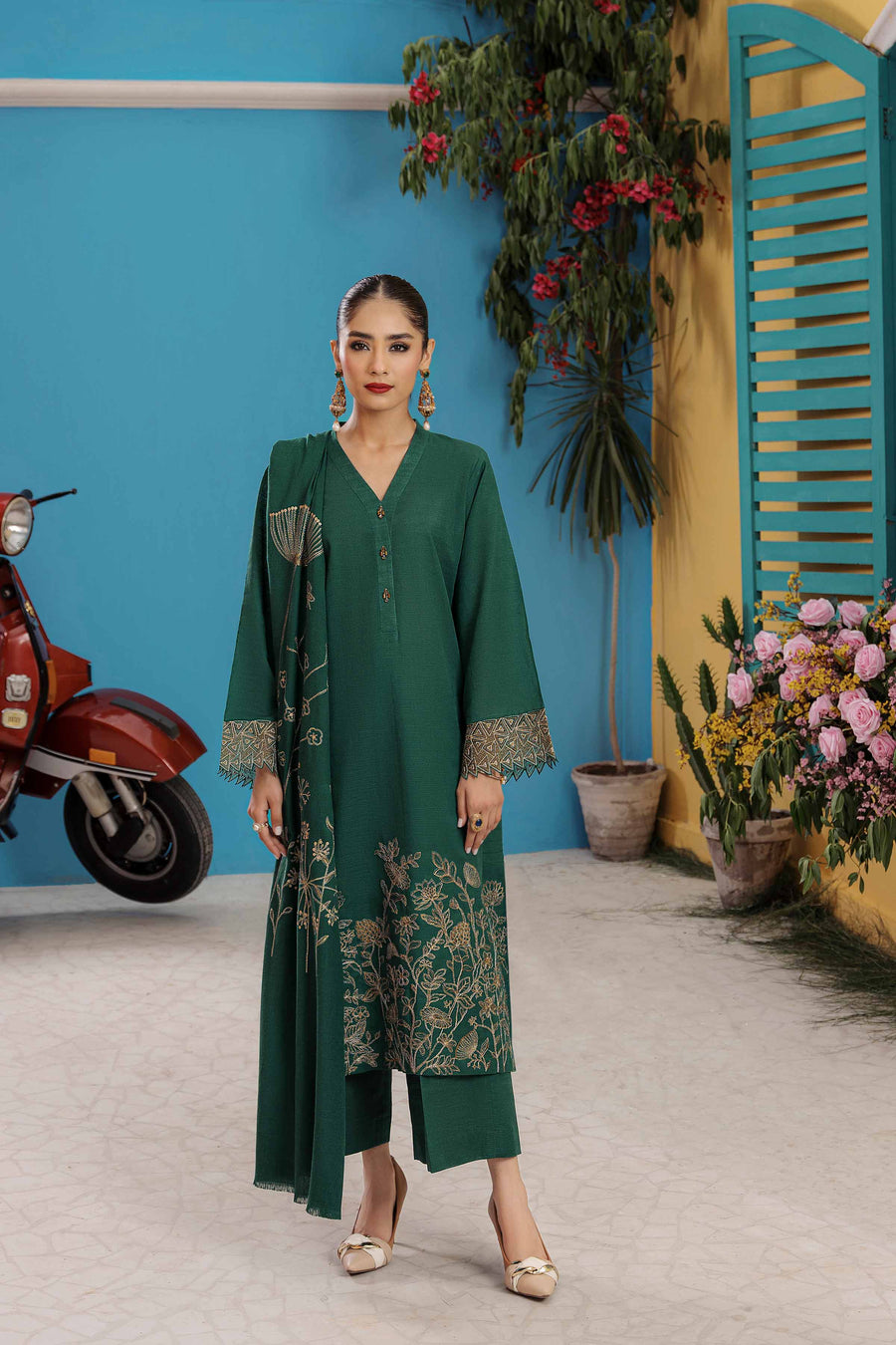 Nishat With You Unstitched Embroidered Khaddar 3Pc Suit - 42303089