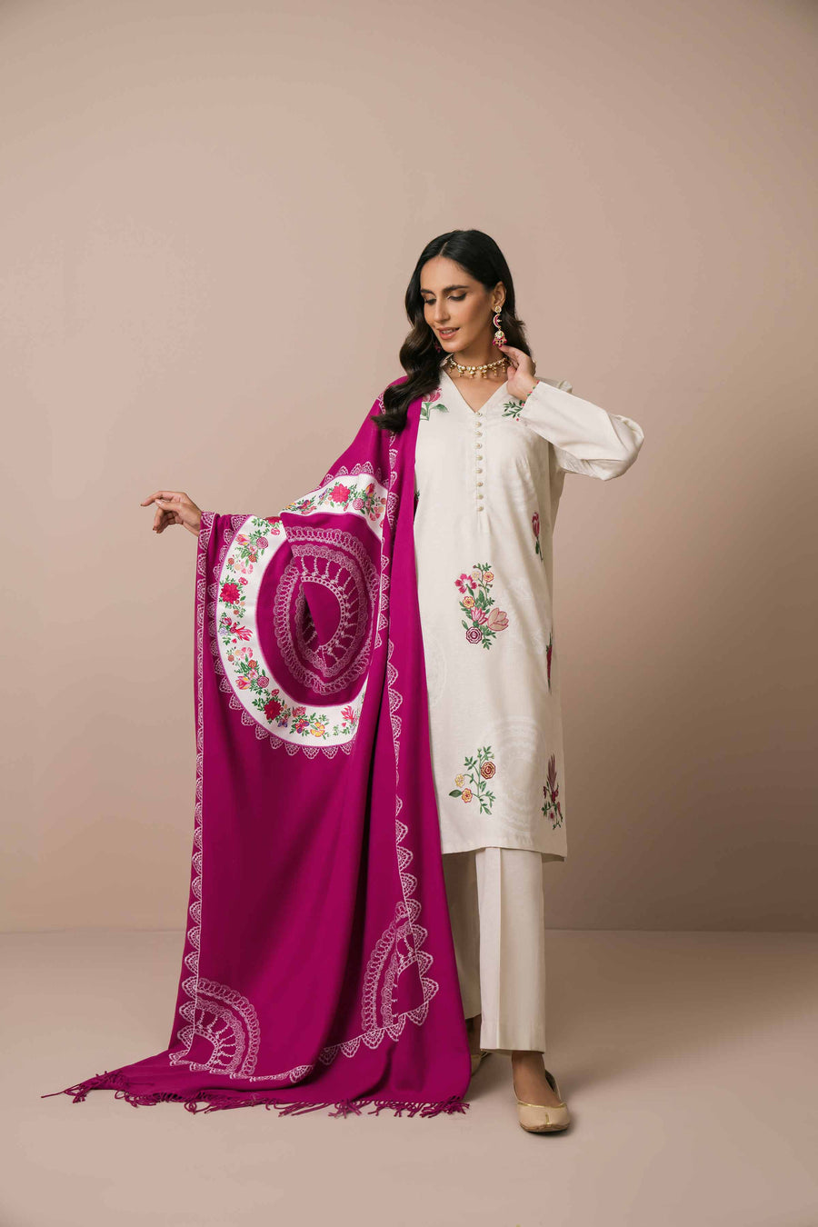 Nishat Sunehray Din Embroidered Karandi Unstitched 3Pc Suit - 42303091