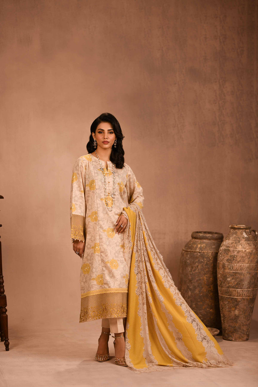 Nishat Sunehray Din Embroidered Karandi Unstitched 3Pc Suit - 42303098