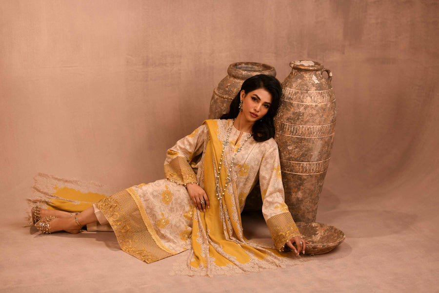 Nishat Sunehray Din Embroidered Karandi Unstitched 3Pc Suit - 42303098