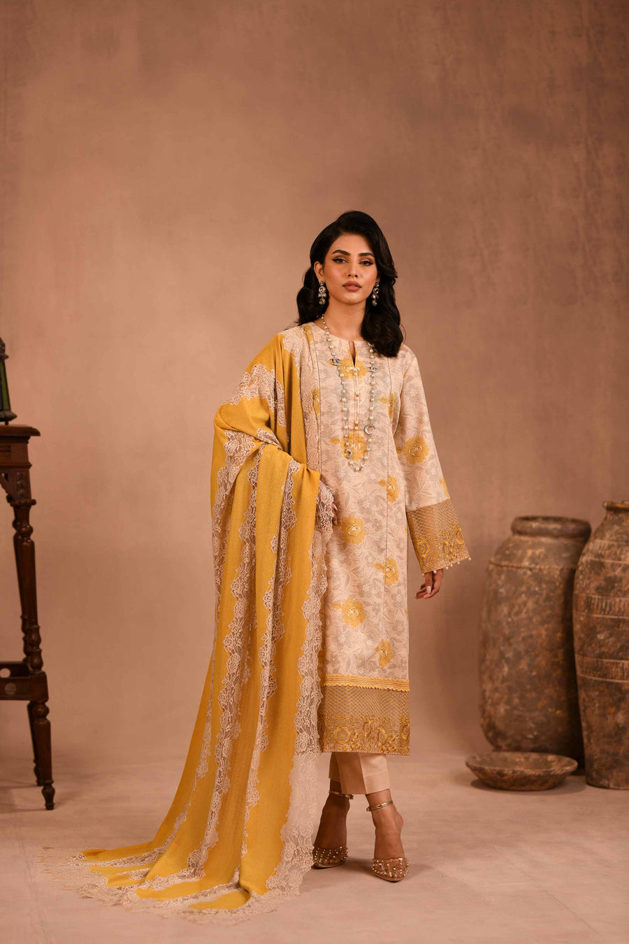 Nishat Sunehray Din Embroidered Karandi Unstitched 3Pc Suit - 42303098