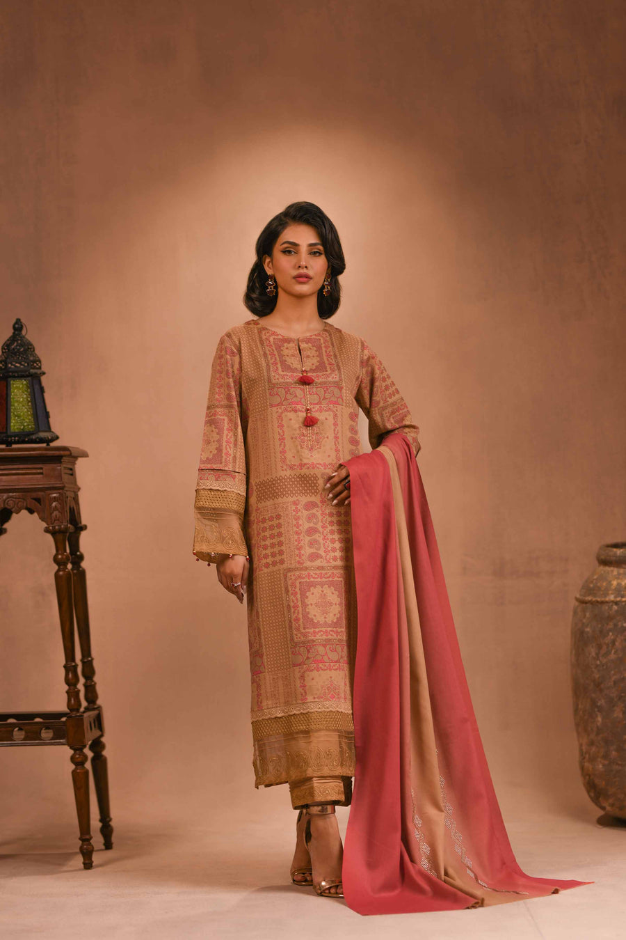 Nishat Sunehray Din Embroidered Karandi Unstitched 3Pc Suit - 42303099