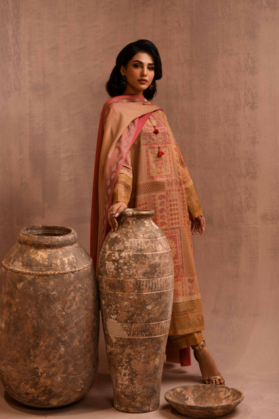 Nishat Sunehray Din Embroidered Karandi Unstitched 3Pc Suit - 42303099