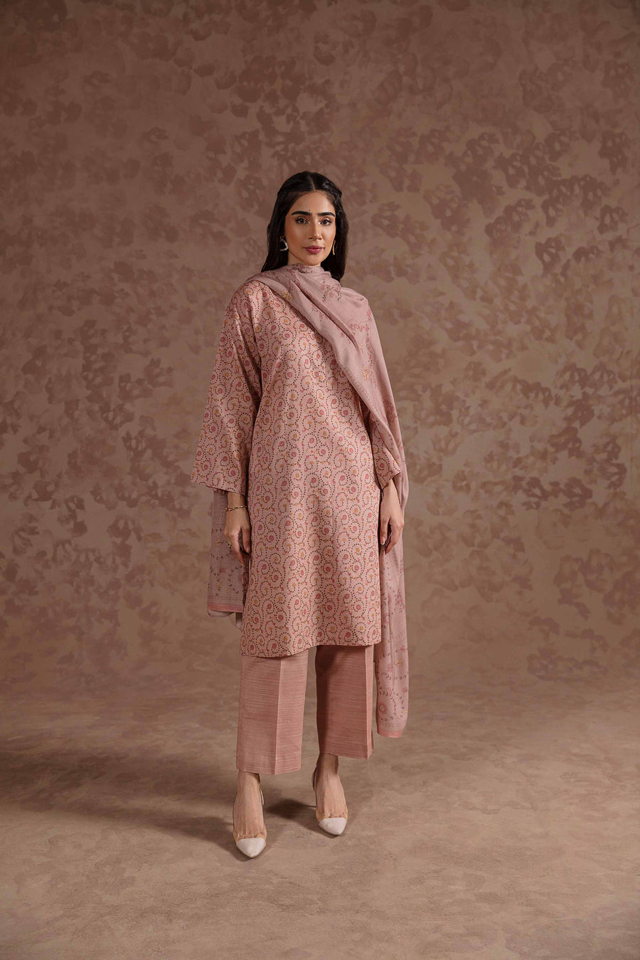 Nishat Sunehray Din Printed Khaddar Unstitched 3Pc Suit - 42303106