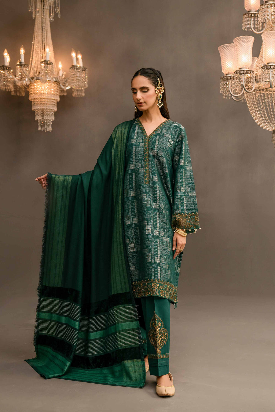 Nishat With You Unstitched Embroidered Jacquard 3Pc Suit - 42303114