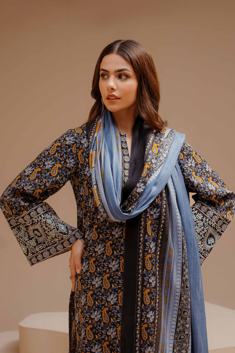 Nishat Sunehray Din Embroidered Khaddar Unstitched 3Pc Suit - 42303131