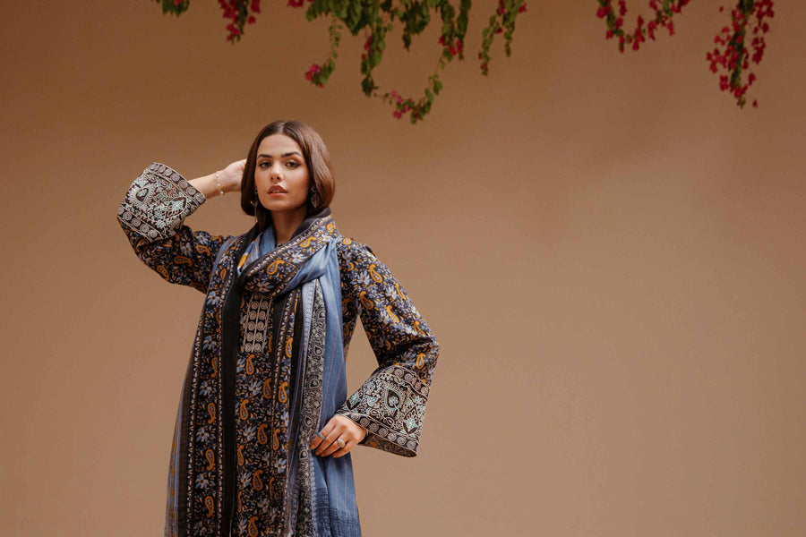 Nishat Sunehray Din Embroidered Khaddar Unstitched 3Pc Suit - 42303131