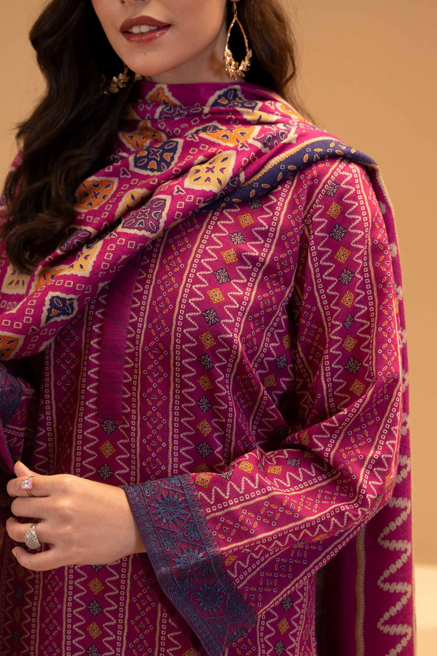Nishat Sunehray Din Embroidered Khaddar Unstitched 3Pc Suit - 42303133