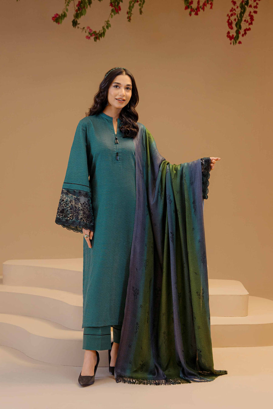 Nishat Sunehray Din Embroidered Khaddar Unstitched 3Pc Suit - 42303134