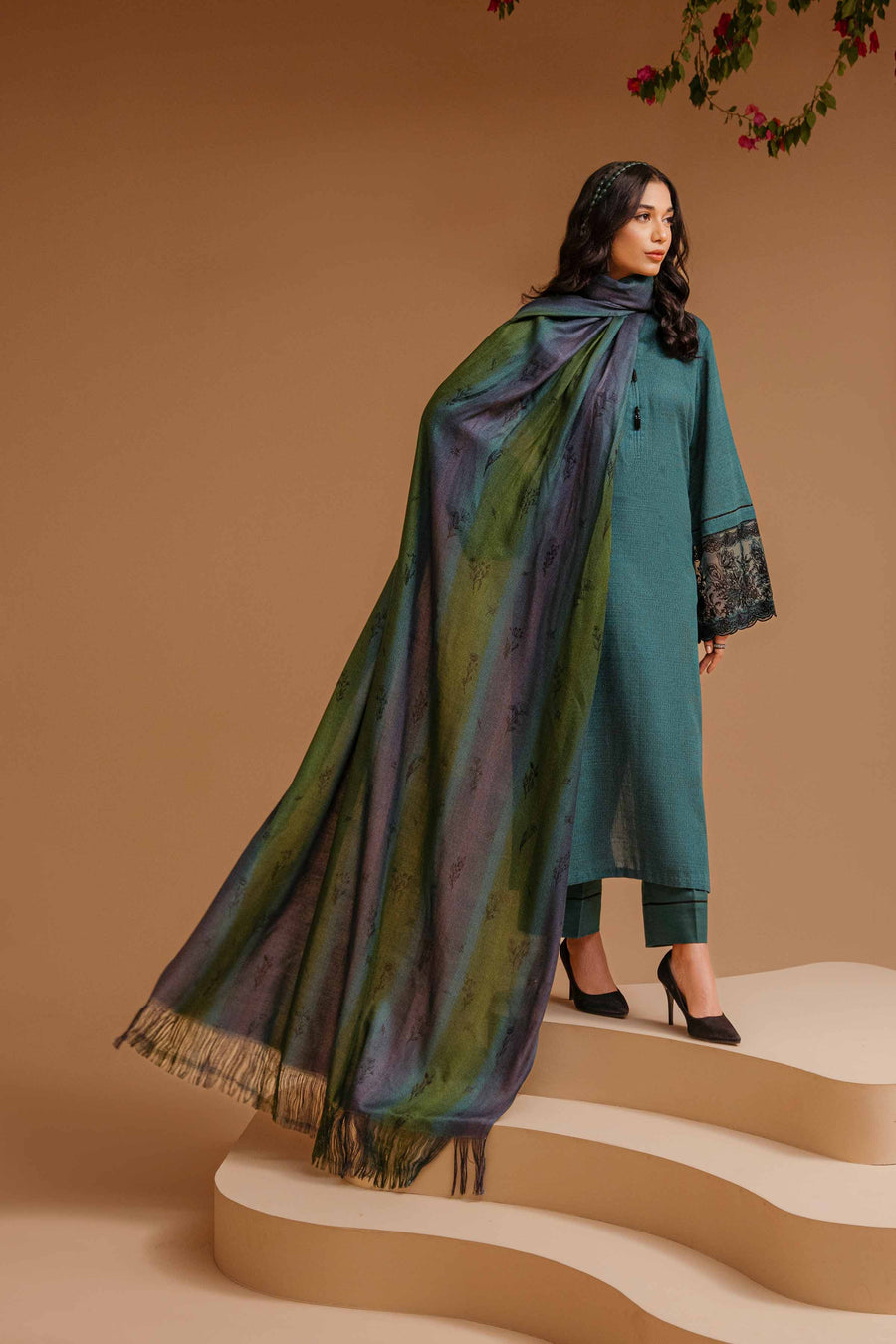 Nishat Sunehray Din Embroidered Khaddar Unstitched 3Pc Suit - 42303134