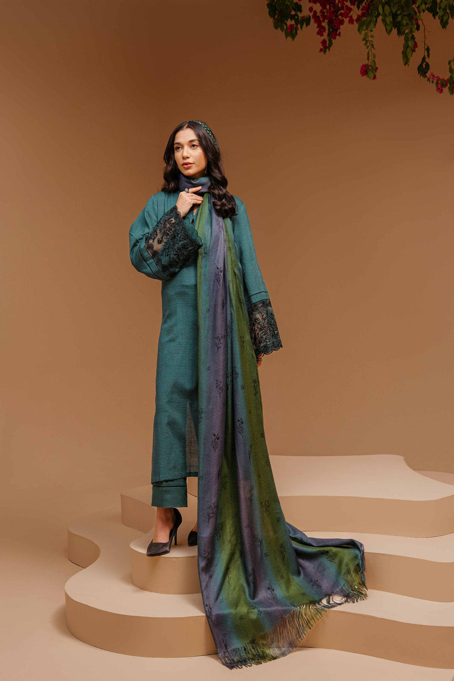 Nishat Sunehray Din Embroidered Khaddar Unstitched 3Pc Suit - 42303134