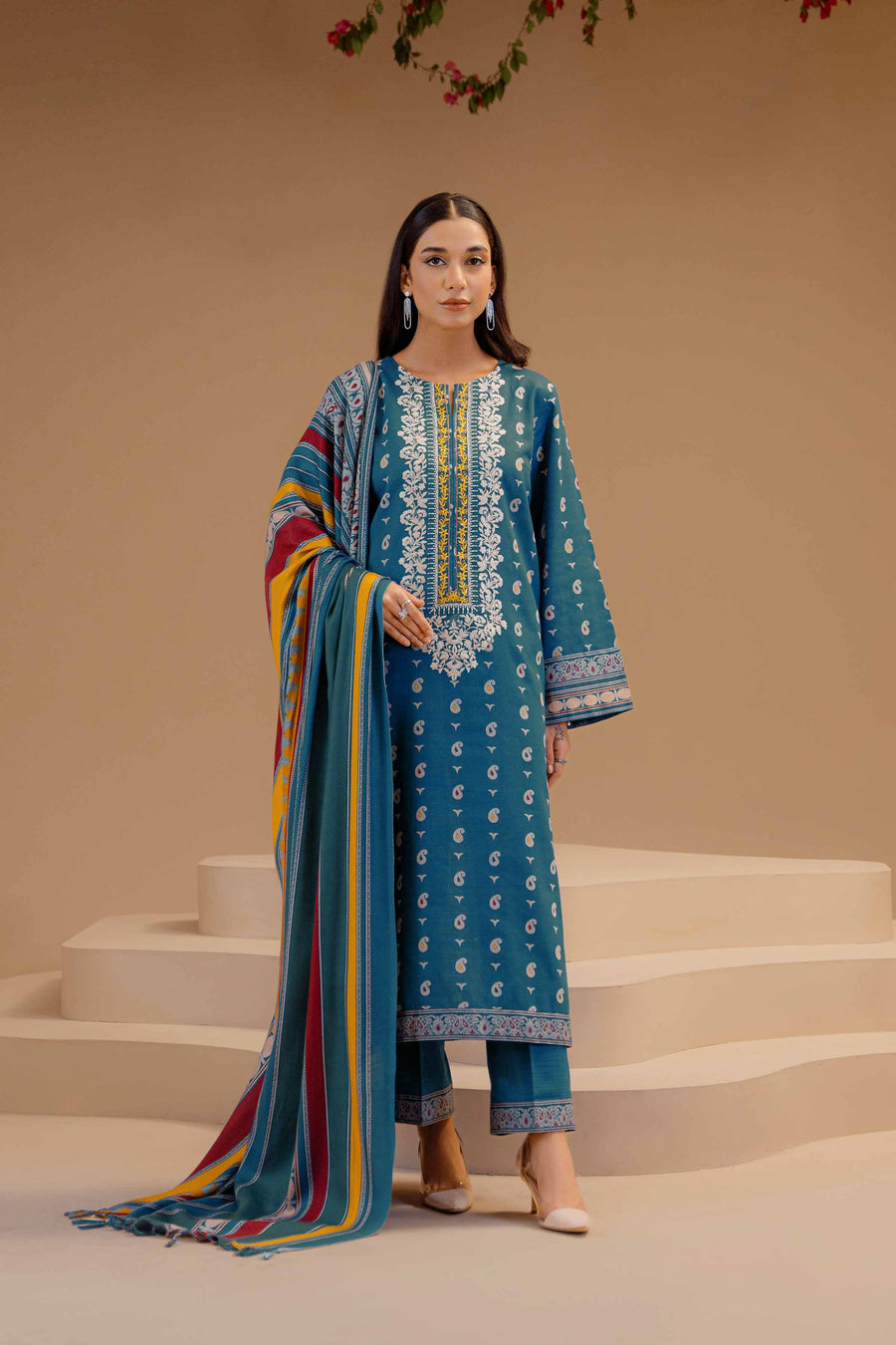 Nishat Sunehray Din Embroidered Khaddar Unstitched 3Pc Suit - 42303135
