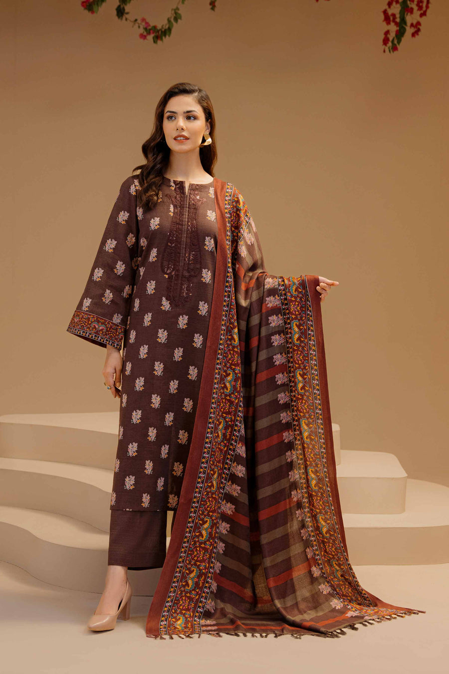 Nishat Sunehray Din Embroidered Khaddar Unstitched 3Pc Suit - 42303139
