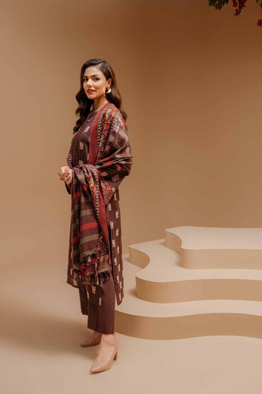 Nishat Sunehray Din Embroidered Khaddar Unstitched 3Pc Suit - 42303139