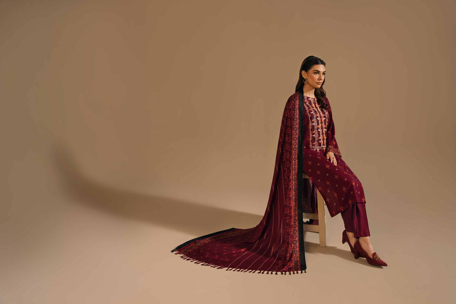 Nishat With You Unstitched Embroidered Linen 3Pc Suit - 42303151