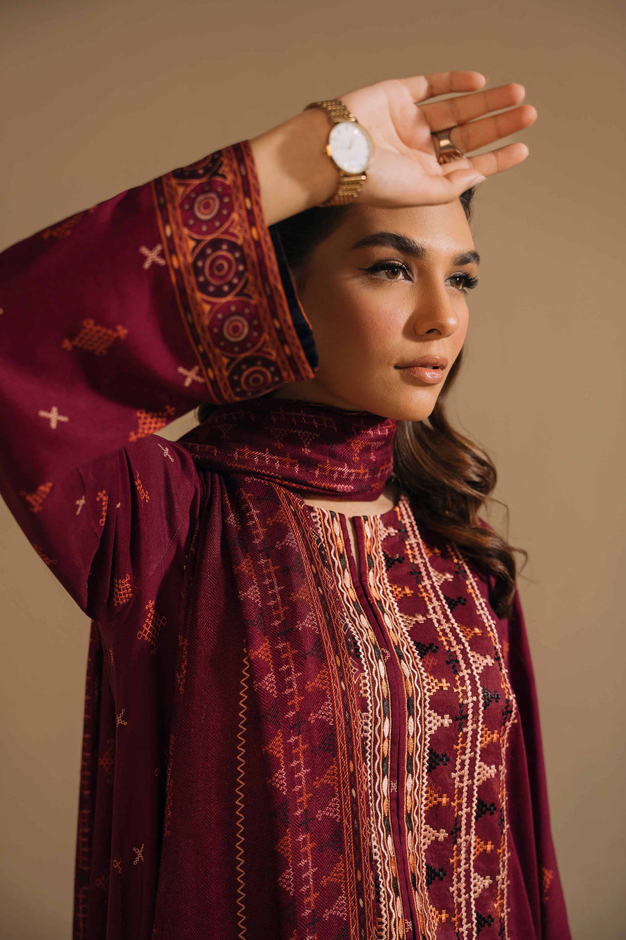 Nishat With You Unstitched Embroidered Linen 3Pc Suit - 42303151