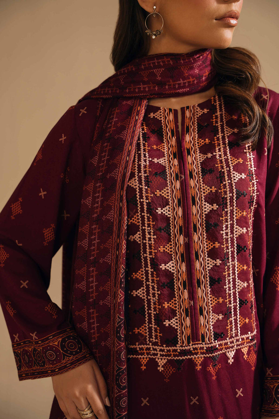 Nishat With You Unstitched Embroidered Linen 3Pc Suit - 42303151
