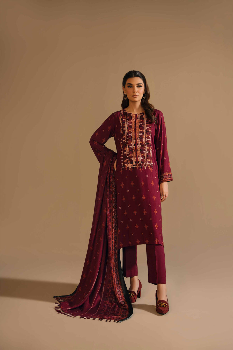 Nishat With You Unstitched Embroidered Linen 3Pc Suit - 42303151