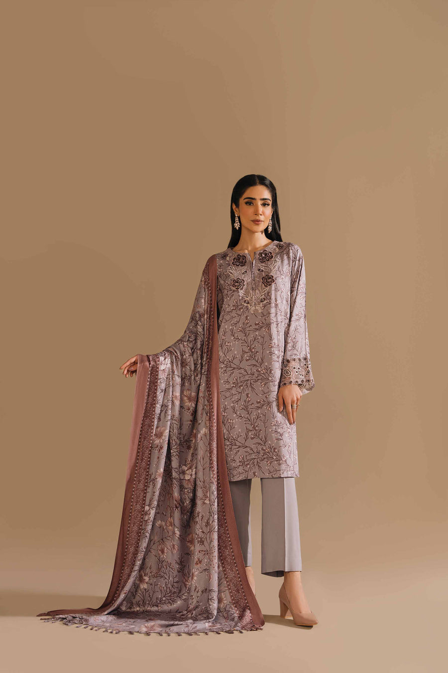 Nishat With You Unstitched Embroidered Linen 3Pc Suit - 42303157