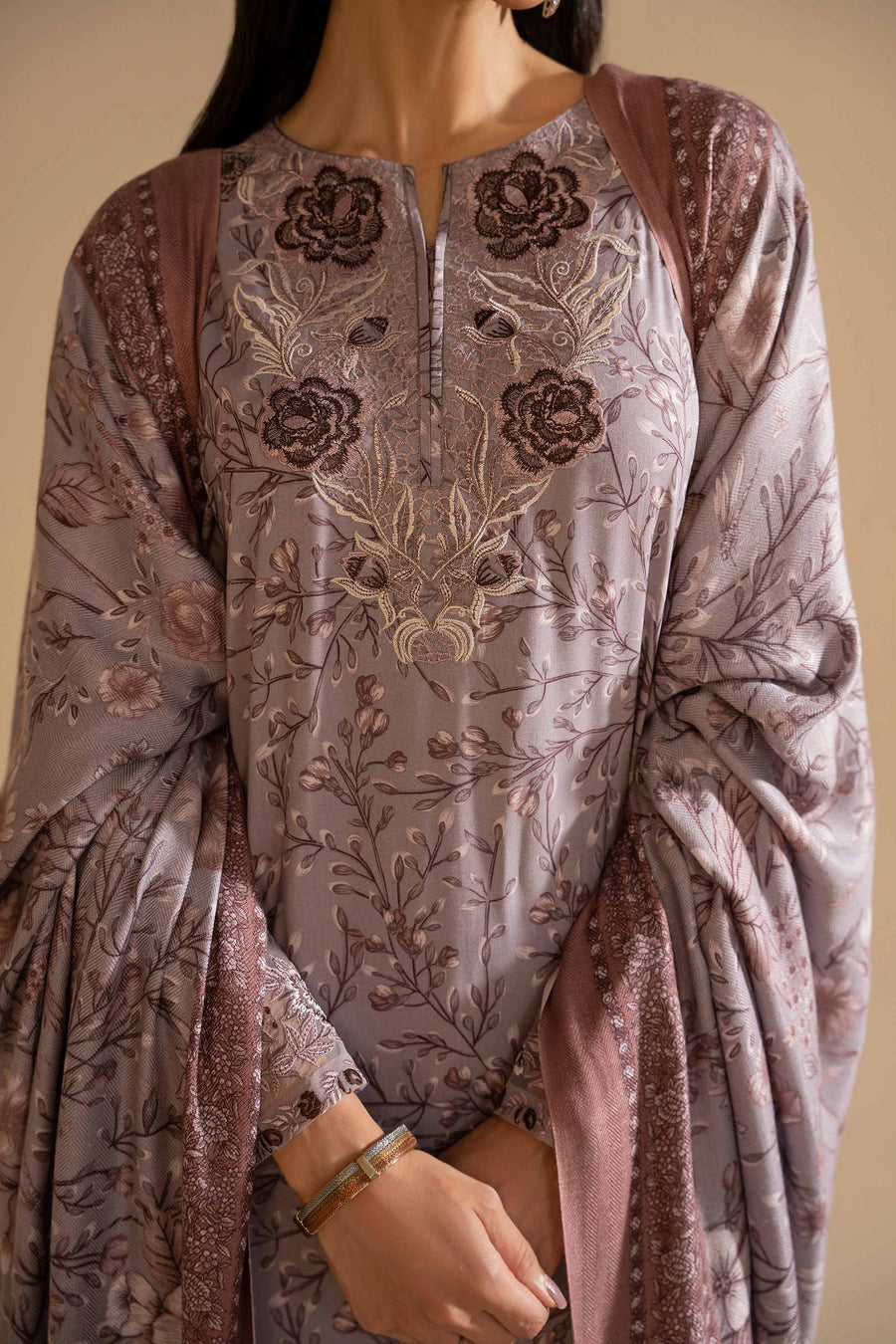 Nishat With You Unstitched Embroidered Linen 3Pc Suit - 42303157