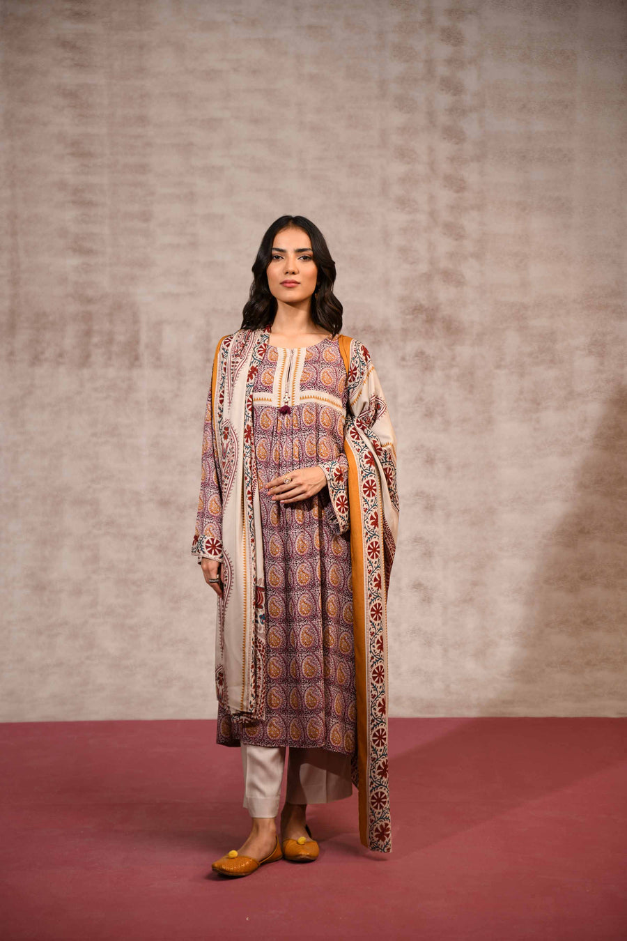 Nishat With You Unstitched Printed Linen 3Pc Suit - 42303179