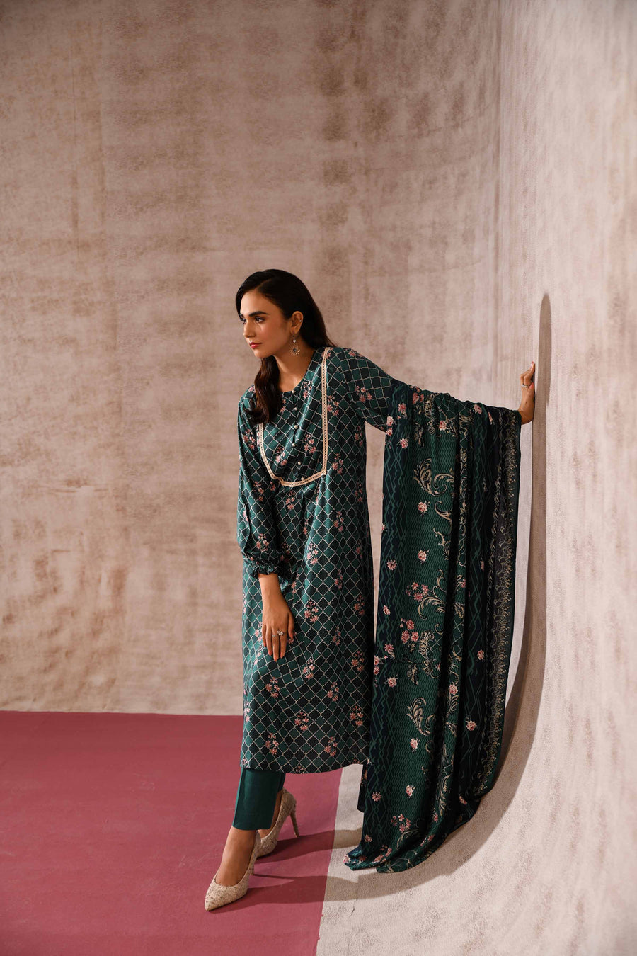 Nishat With You Unstitched Printed Linen 3Pc Suit - 42303181