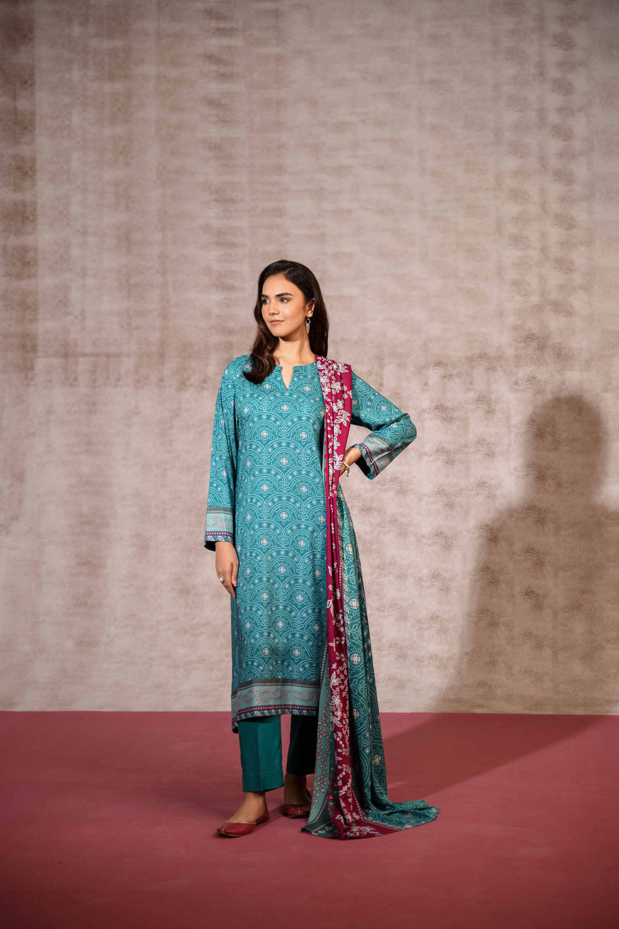 Nishat With You Unstitched Printed Linen 3Pc Suit - 42303188
