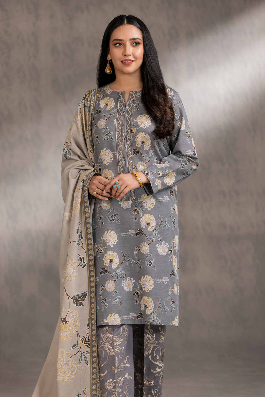 Nishat With You Unstitched Embroidered Khaddar 3Pc Suit - 42303211