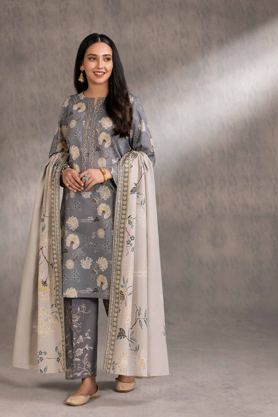 Nishat With You Unstitched Embroidered Khaddar 3Pc Suit - 42303211