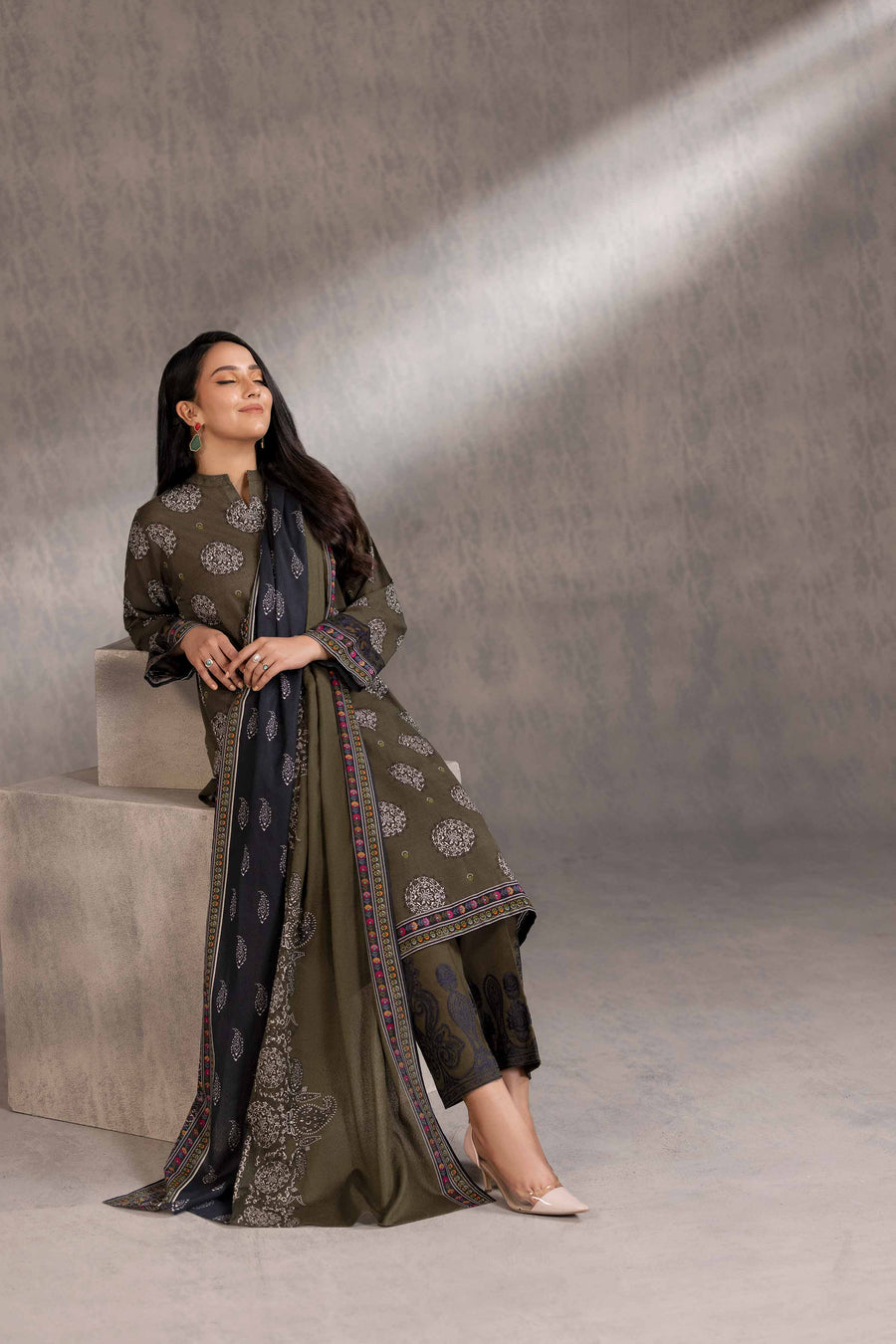 Nishat With You Unstitched Embroidered Khaddar 3Pc Suit - 42303212
