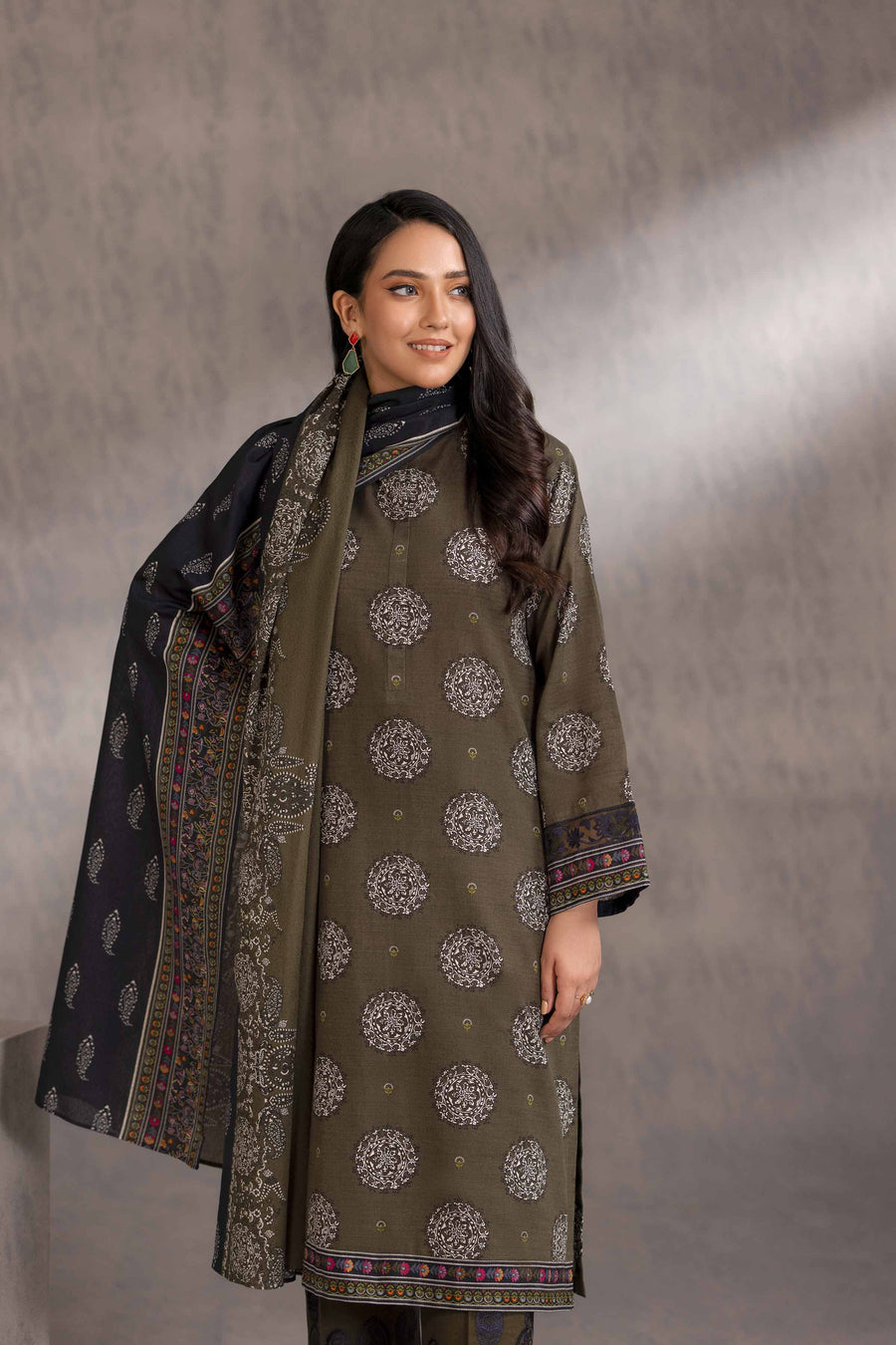 Nishat With You Unstitched Embroidered Khaddar 3Pc Suit - 42303212