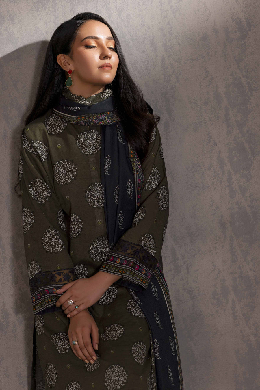 Nishat With You Unstitched Embroidered Khaddar 3Pc Suit - 42303212
