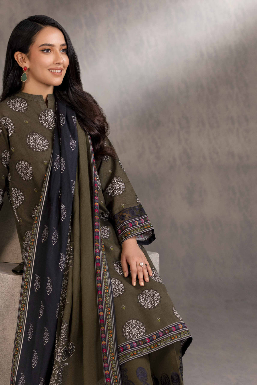 Nishat With You Unstitched Embroidered Khaddar 3Pc Suit - 42303212
