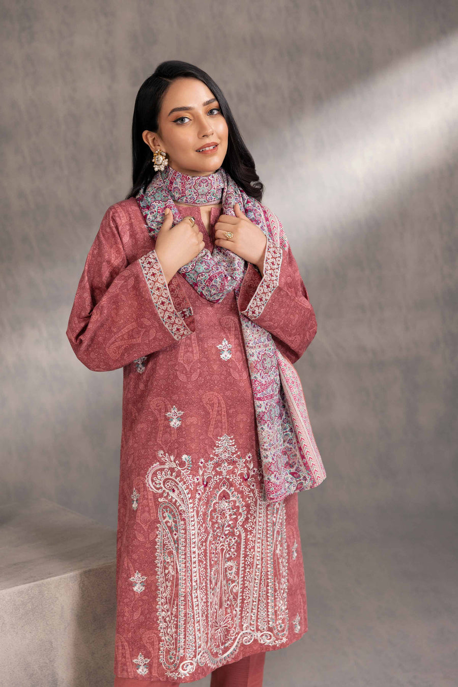 Nishat With You Unstitched Embroidered Khaddar 3Pc Suit - 42303214