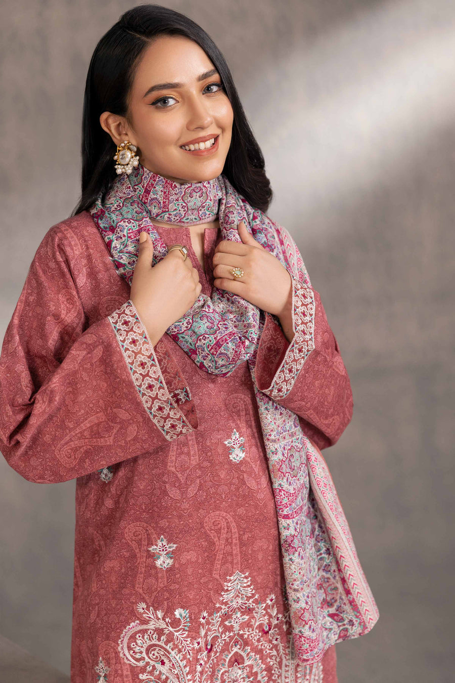 Nishat With You Unstitched Embroidered Khaddar 3Pc Suit - 42303214