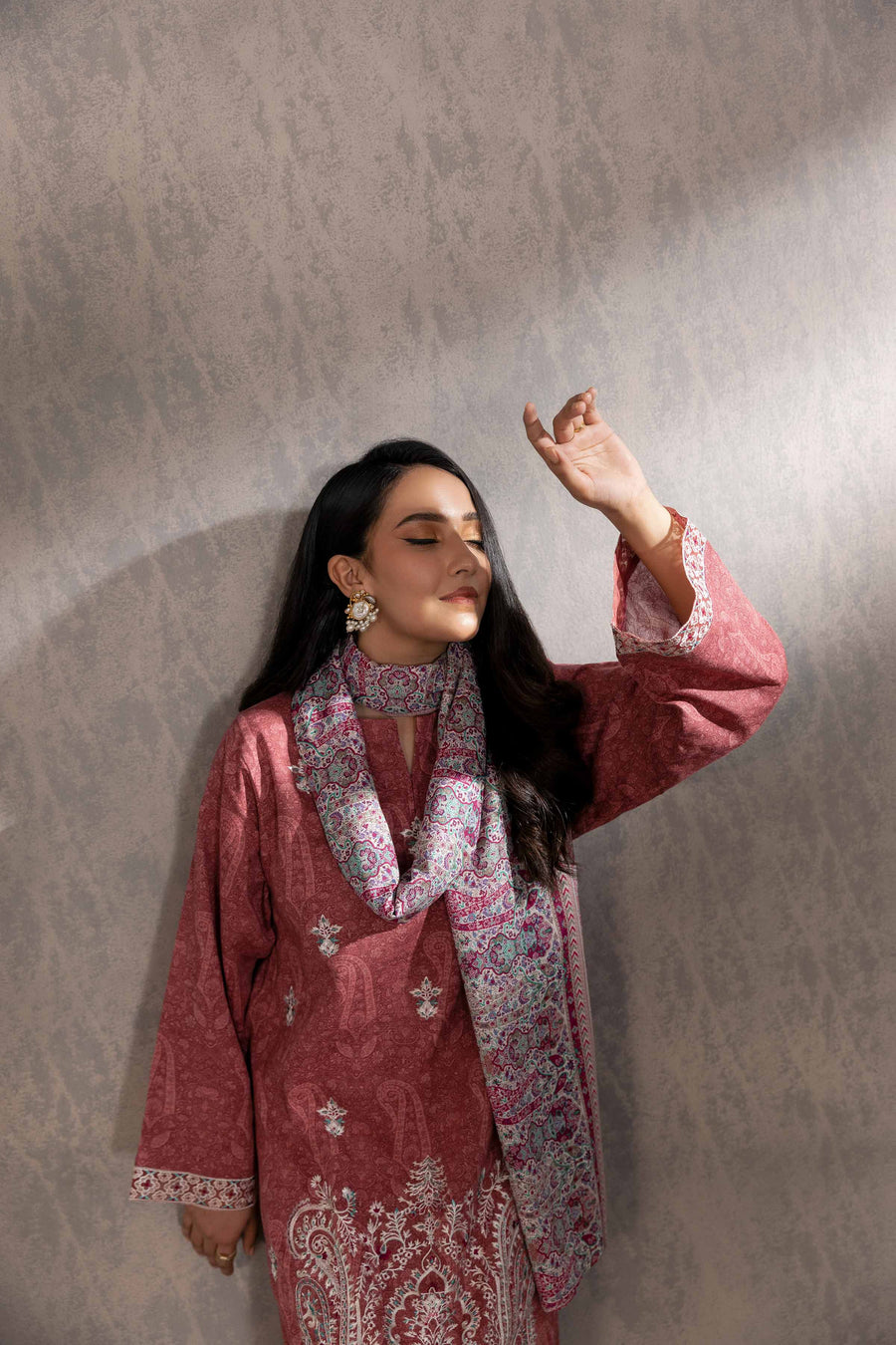 Nishat With You Unstitched Embroidered Khaddar 3Pc Suit - 42303214