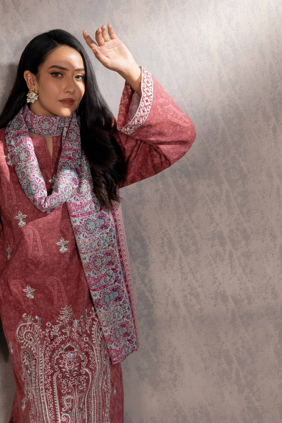 Nishat With You Unstitched Embroidered Khaddar 3Pc Suit - 42303214