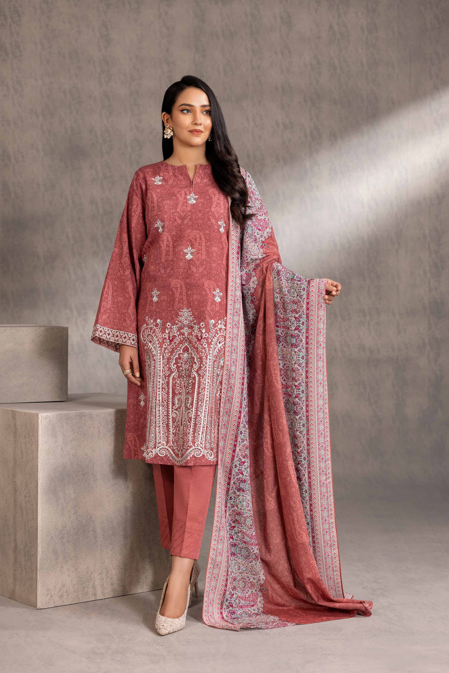 Nishat With You Unstitched Embroidered Khaddar 3Pc Suit - 42303214
