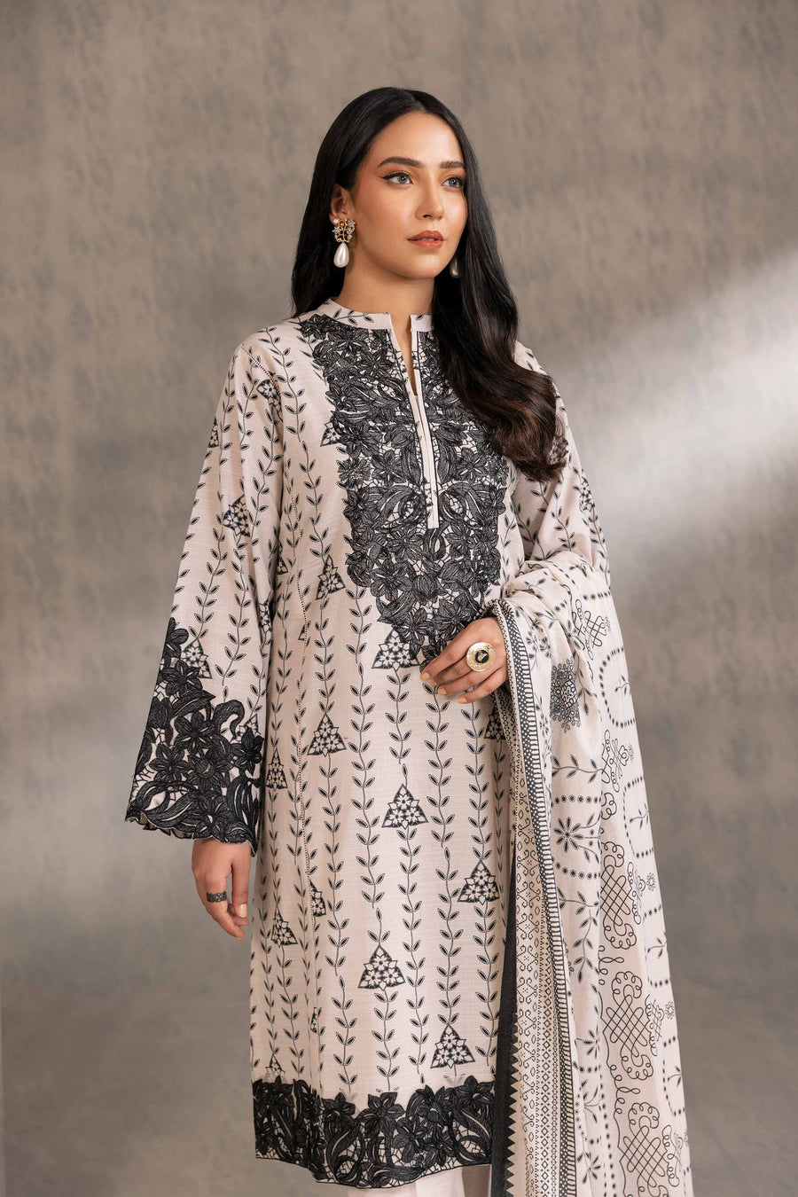 Nishat With You Unstitched Embroidered Khaddar 3Pc Suit - 42303215