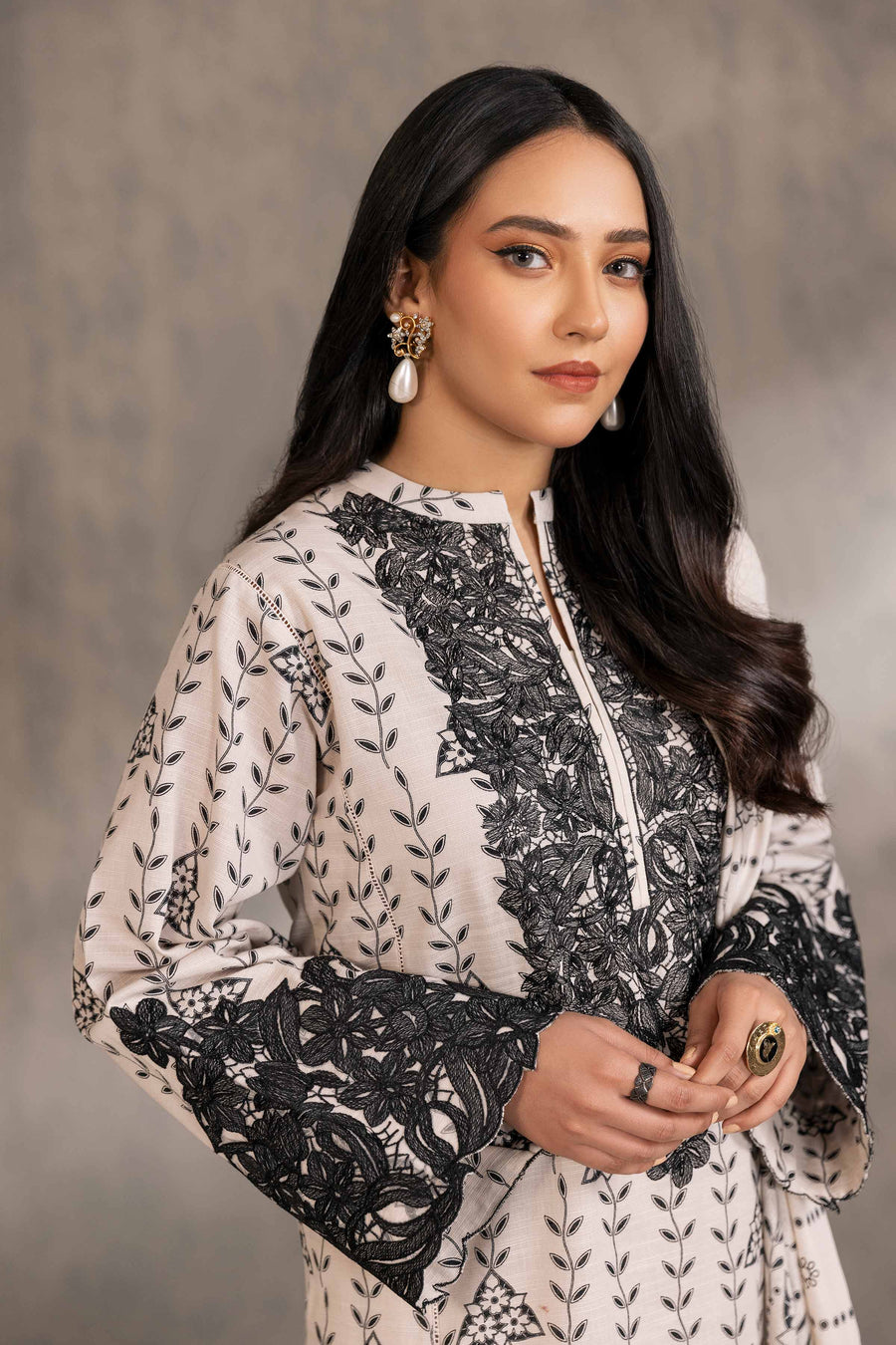 Nishat With You Unstitched Embroidered Khaddar 3Pc Suit - 42303215