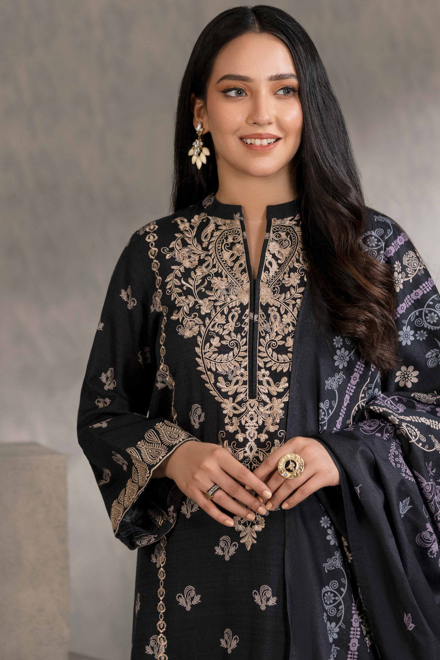Nishat With You Unstitched Embroidered Khaddar 3Pc Suit - 42303216