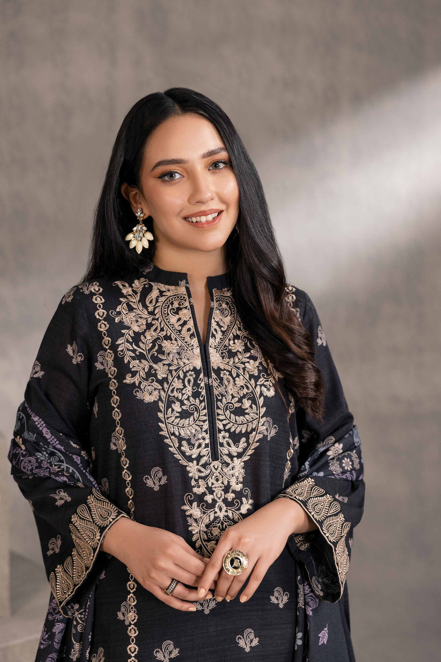 Nishat With You Unstitched Embroidered Khaddar 3Pc Suit - 42303216