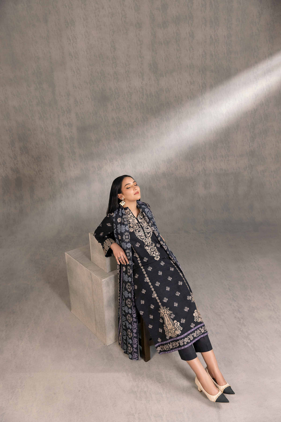 Nishat With You Unstitched Embroidered Khaddar 3Pc Suit - 42303216