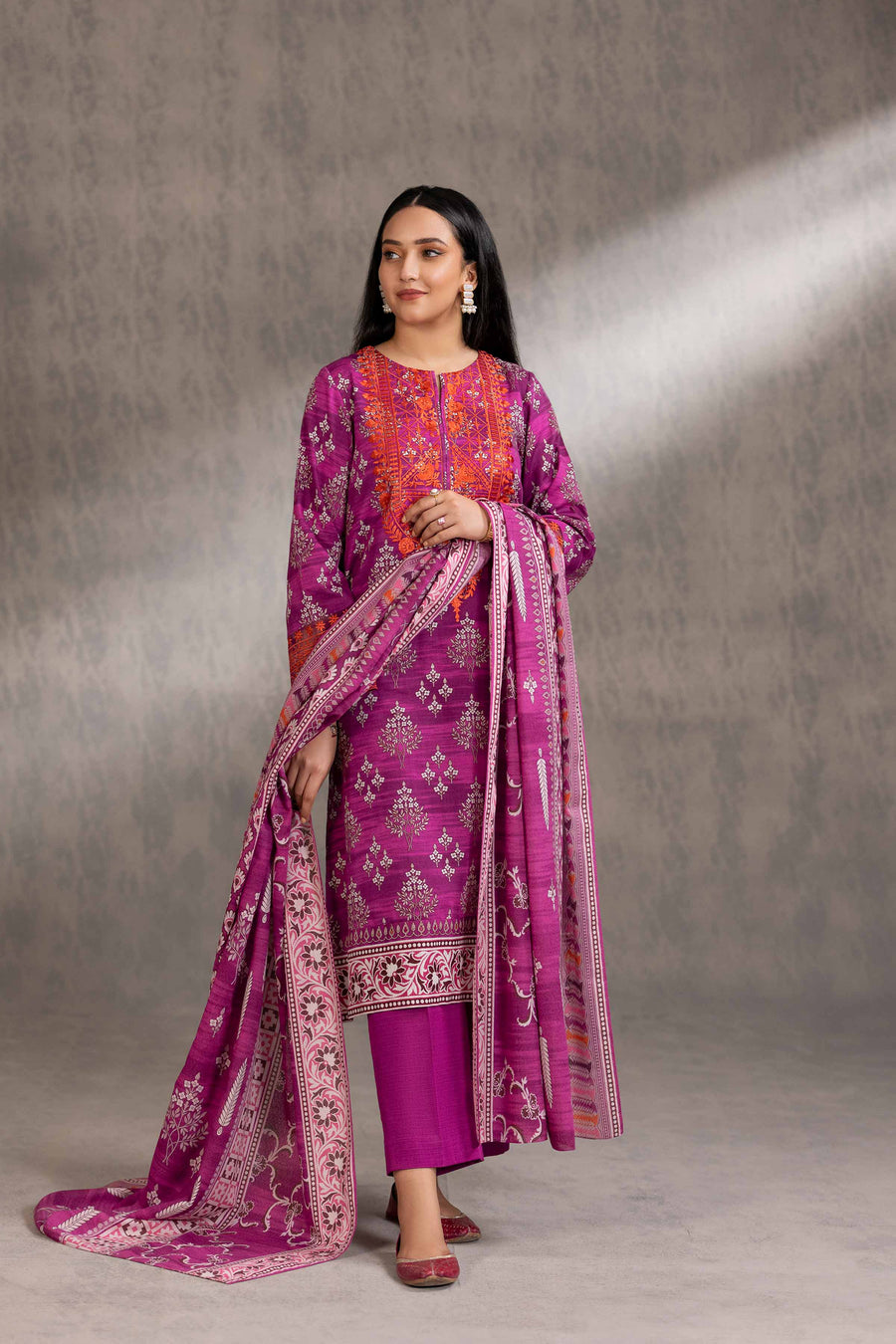 Nishat With You Unstitched Embroidered Khaddar 3Pc Suit - 42303218