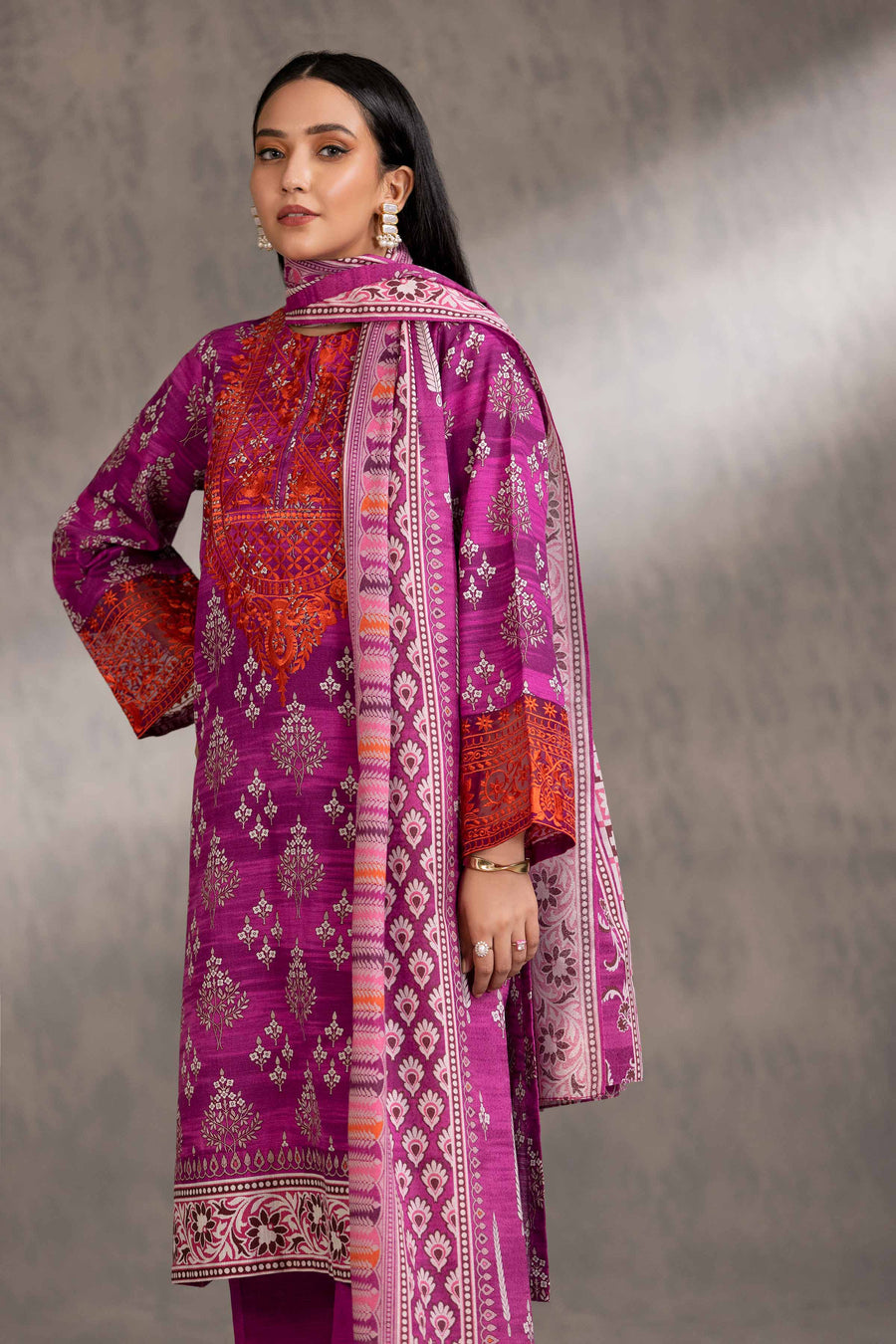 Nishat With You Unstitched Embroidered Khaddar 3Pc Suit - 42303218
